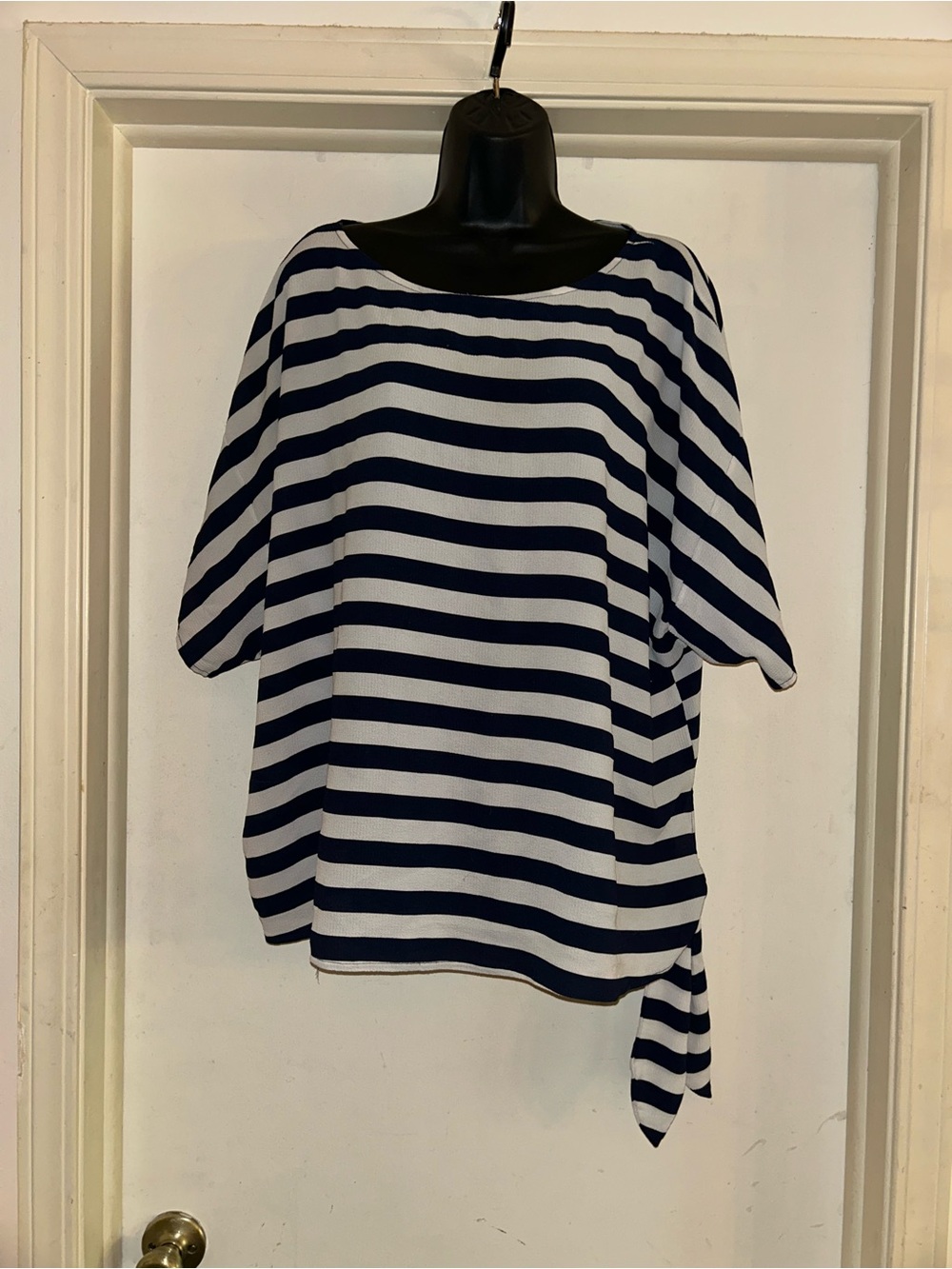 Michael Kors Navy and White Striped Side-Tie Tunic